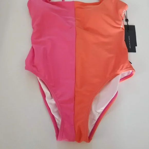 Tommy HilfigerColorblock One-Piece Swimsuit Dahlia Orange Pink